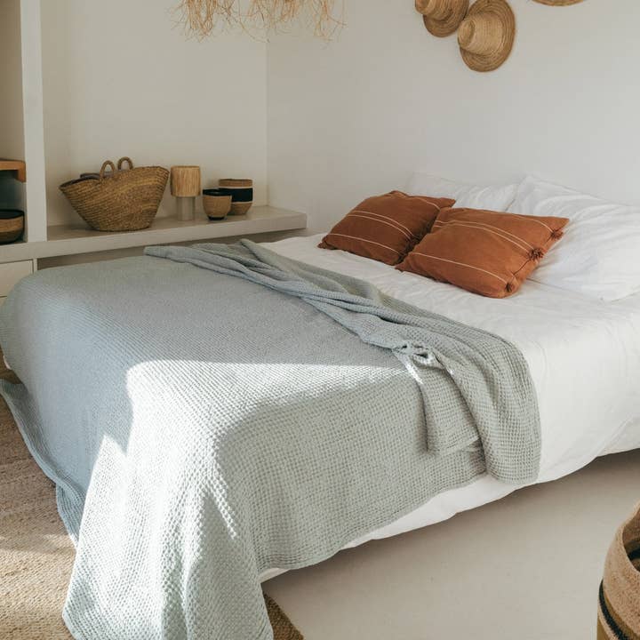 Sage Green Waffle Blanket for wholesale on Faire2