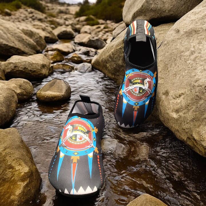 Horse Black Native American Aqua Shoes for wholesale by OldTribes