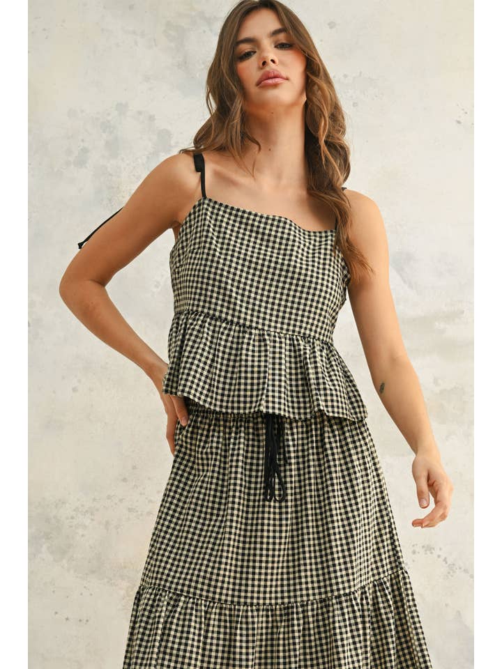 MIOU MUSE - Wholesale Dress - Women's - T5185ST GINGHAM PATTERN TOP
