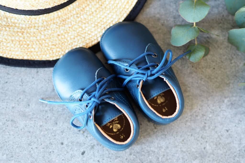 bleu Bottes pour bébé en cuir bleu en vente sur Faire0