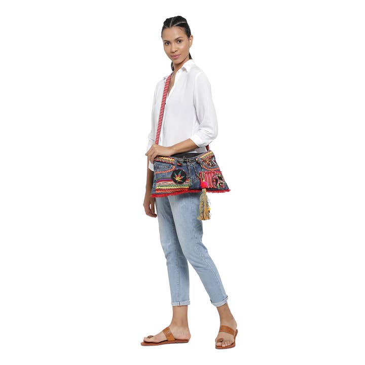 KOMPANERO - Wholesale Crossbody Bag - Women's - Embellished Denim Multi Utility Sling Bag for women-Onda2