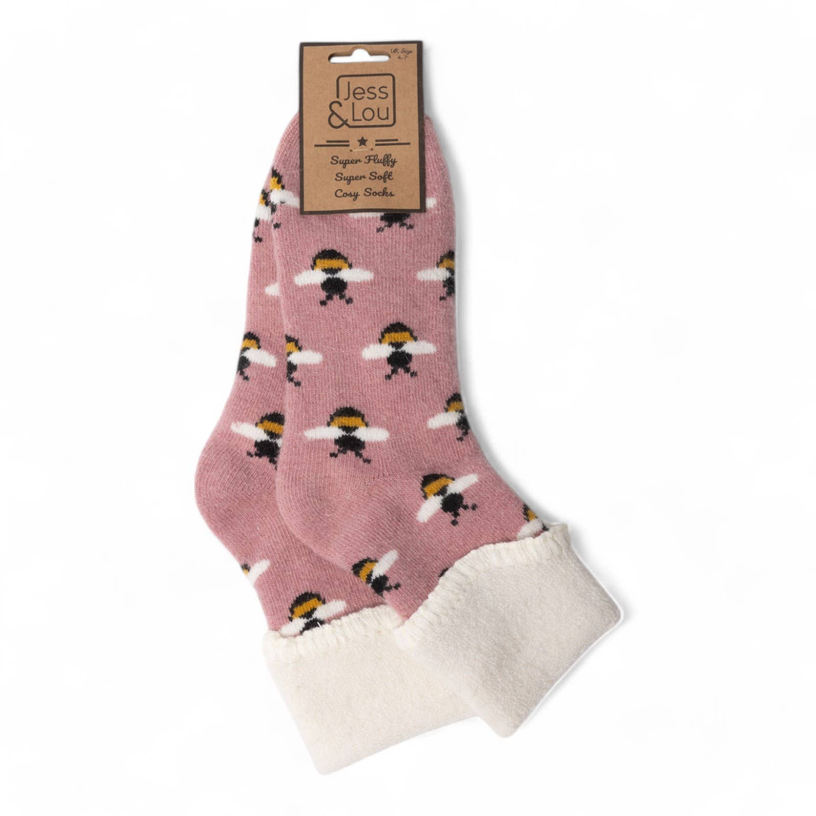 Jess & Lou - Wholesale Socks - Women's - Beautiful Bumble Bees Super Cosy Cuff & Rib Socks0