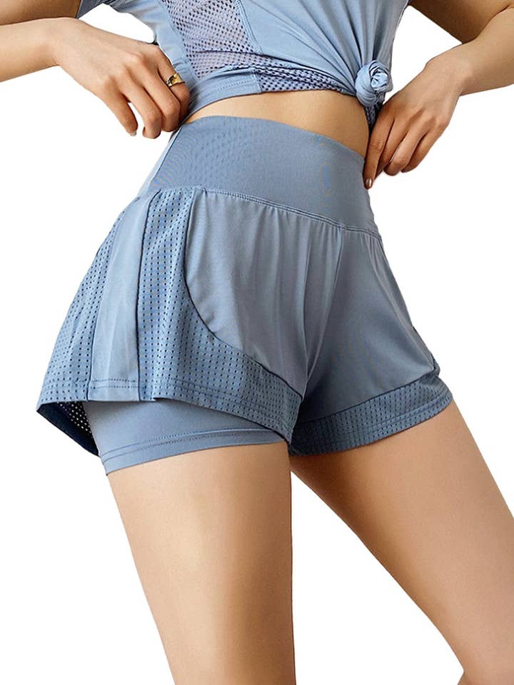 Active by Anna-Kaci - Wholesale Athletic Shorts - Women's - Quick Dry Loose Running Shorts 2-in-1 Gym Athletic Short6