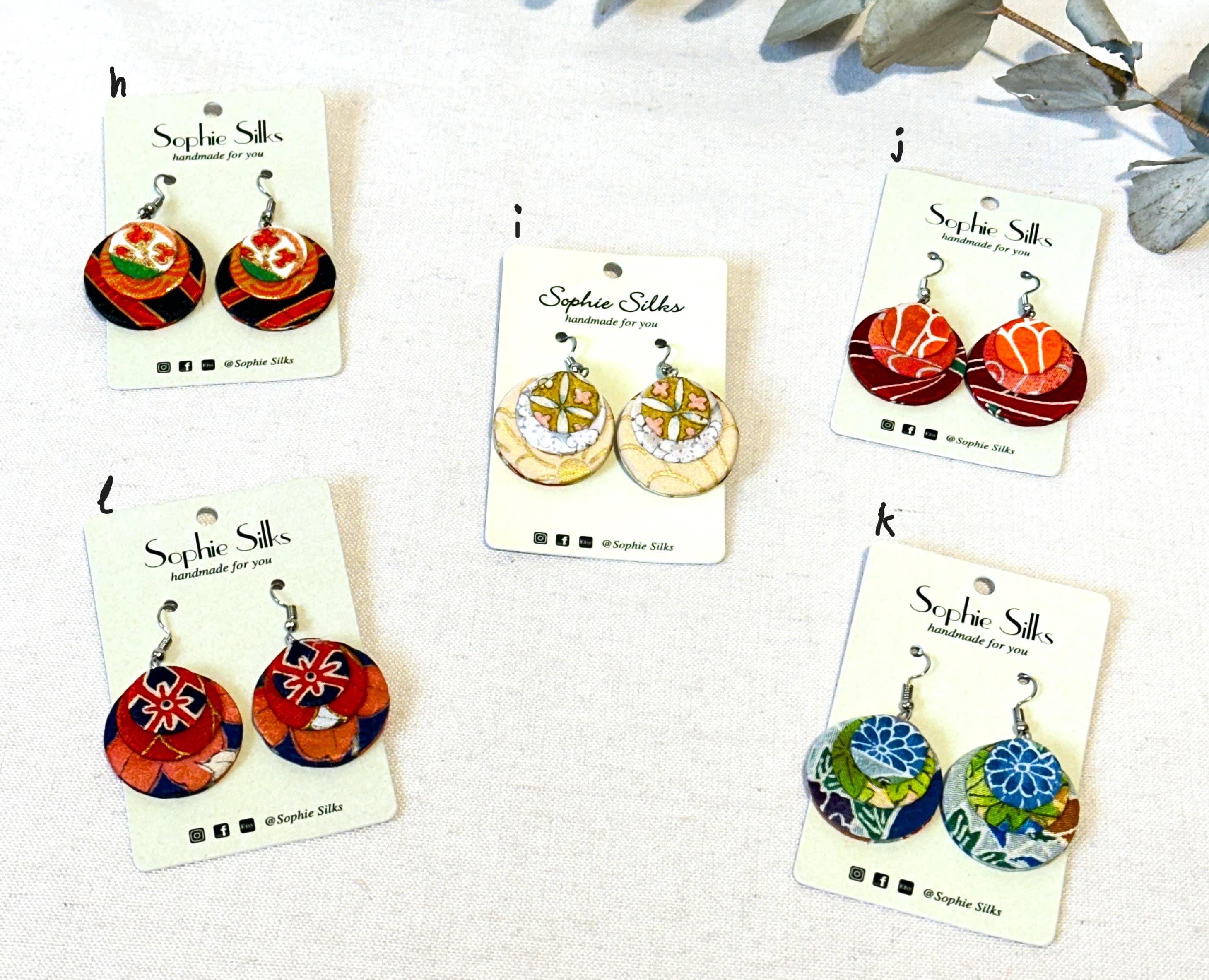 Sophie Silks - Wholesale Dangle earrings - Circle Disc Kimono Earrings12