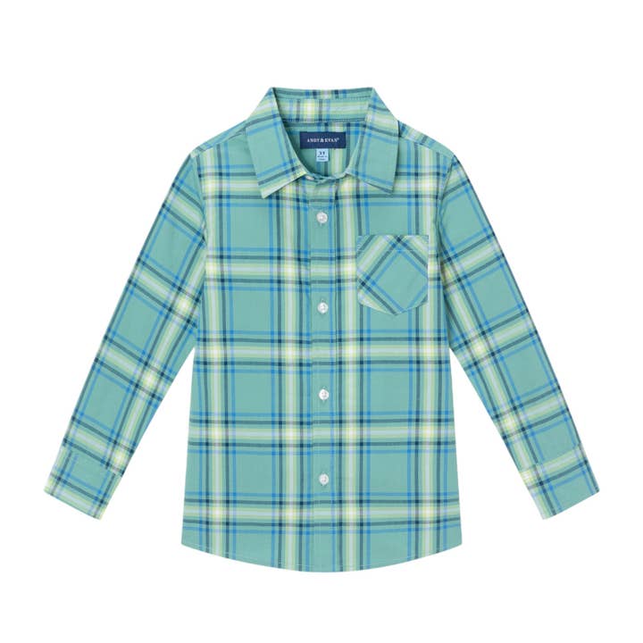 Kids Plaid Buttondown Shirt | Green for wholesale by Andy & Evan