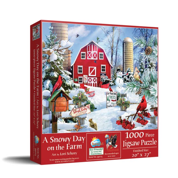 SunsOut - Wholesale Puzzle - Adult - 1382 A Snowy Day on the Farm 1000 pc Puzzle2