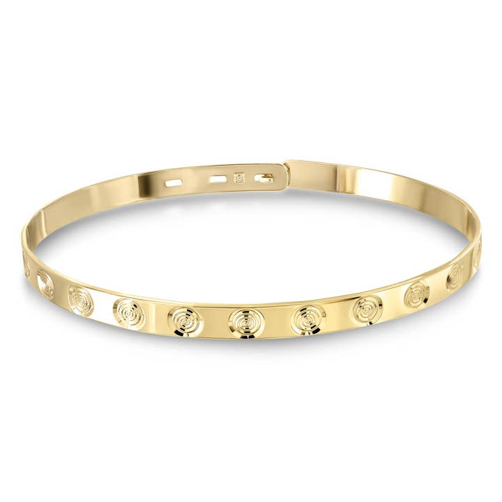 Yellow gold plated spiral bangle for wholesale by Enomis