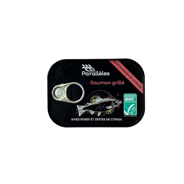 ASC-gegrillter Lachs mit rosa Beeren, Zitronenschale und natürlichem Zitronenaroma für den Großhandel von Conserves Parallèles