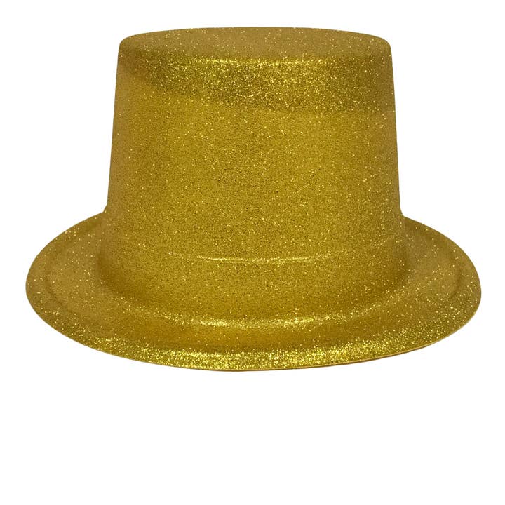 Gold Glittered Top Hat (Each) for wholesale by Plush Appeal LLC