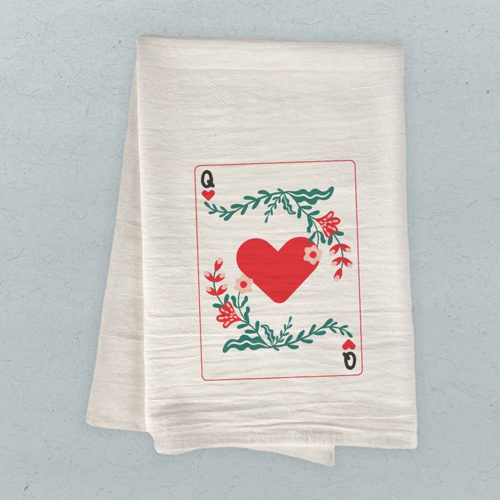 Queen of Hearts - Valentine's Day Cotton Tea Towel for wholesale by Boheme Bliss