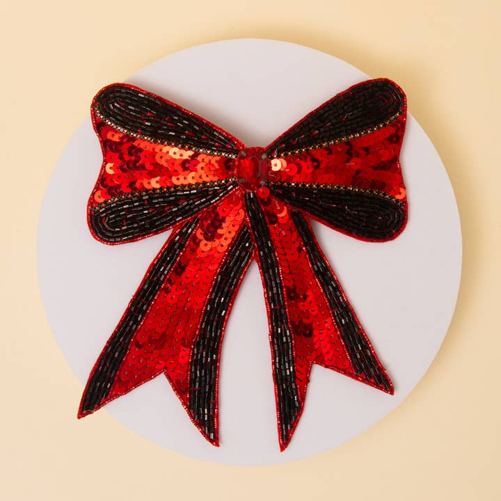 SP Sophia Collection - Wholesale Hair Clip - Women's - Sequins Bow Striped Ribbon Hair Clip4