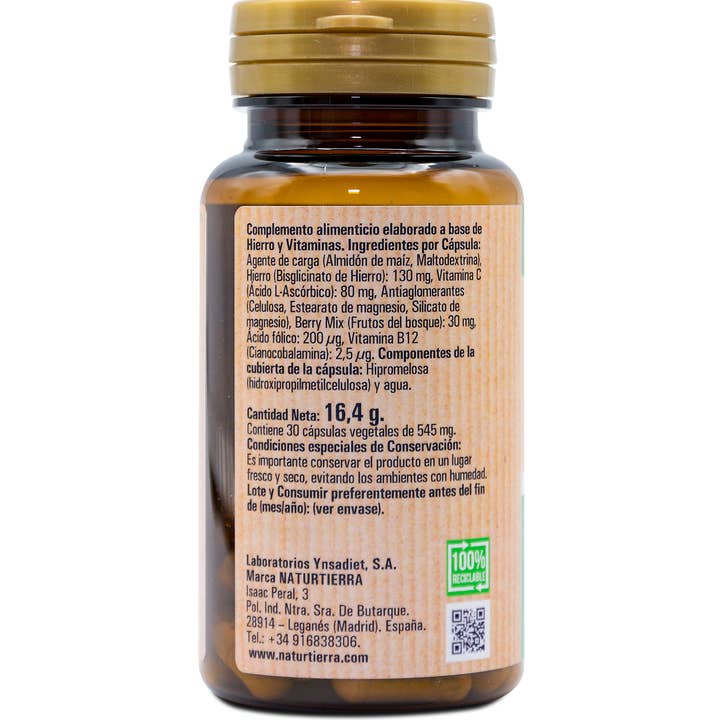 Pridahofarma - Wholesale Oral Supplement/Vitamin - NATURTIERRA Iron 30 vegetable capsules2