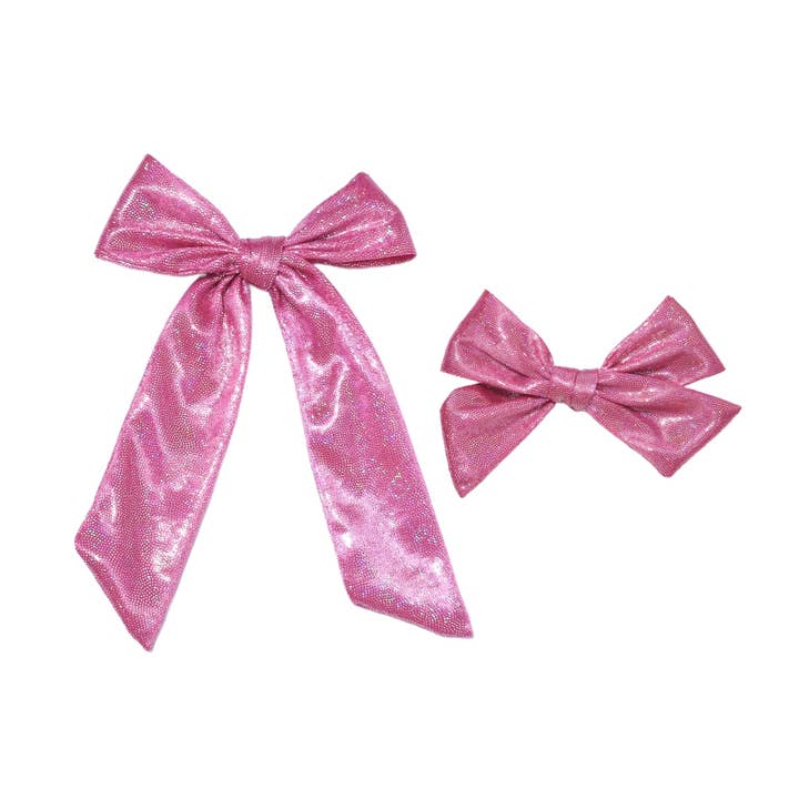 Lyserød Skinnende Glimmer Sløjfe m/ Klemme for engroshandel hos Pretty in Pink Bows