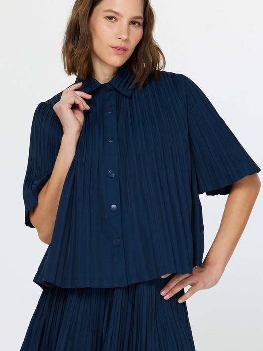 Current Air - Wholesale Button Down Shirt - Women's - Pleated Button Down Top