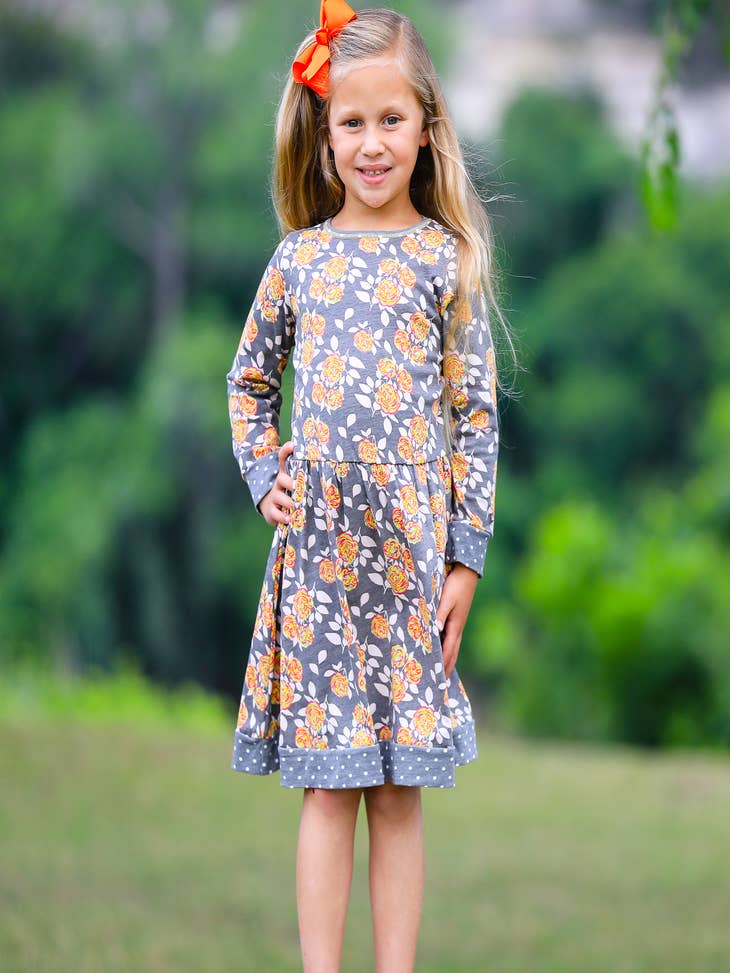 Wholesale PrePack Girls Shabby Floral Long Sleeve Dress Kids Clothing for  your store - Faire