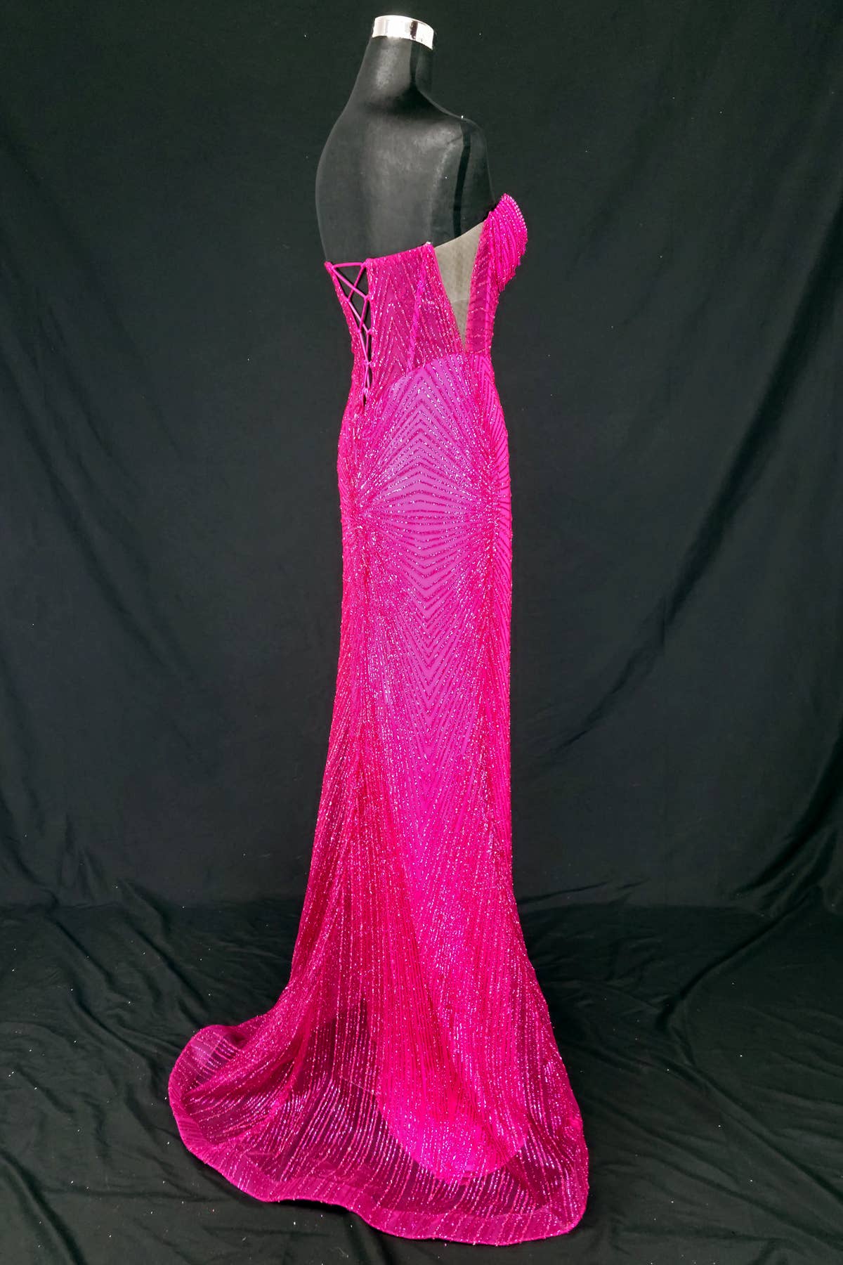 Chicas - Wholesale Gown - Women's - Long sparkling mermaid dress with hanging jewels CF00158