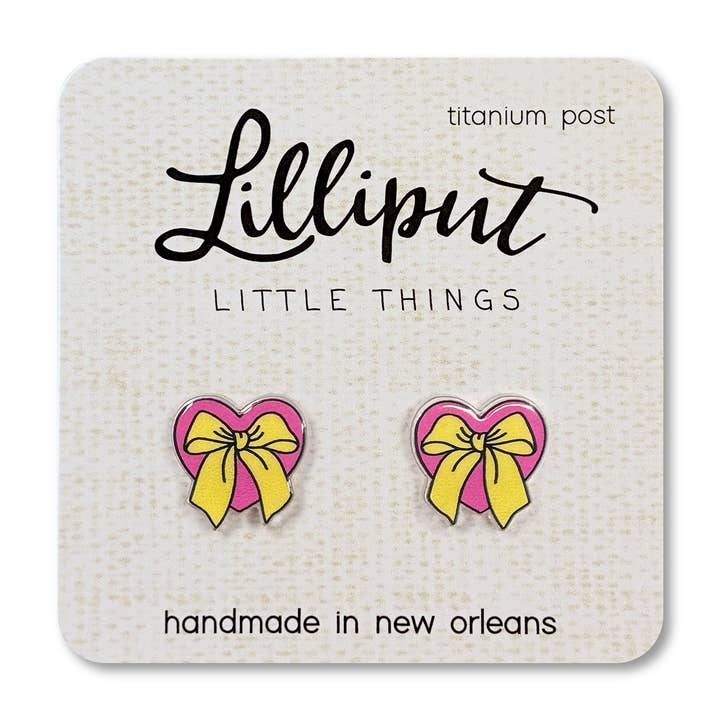 Easter Bow Heart Earrings for wholesale by Lilliput Little Things