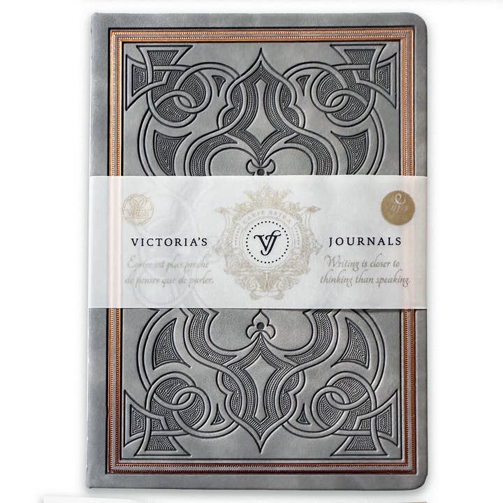 Victoria's Journals - Wholesale Journal/Diary - Vintage Renaissance Embossed Journal – Antique Gray0