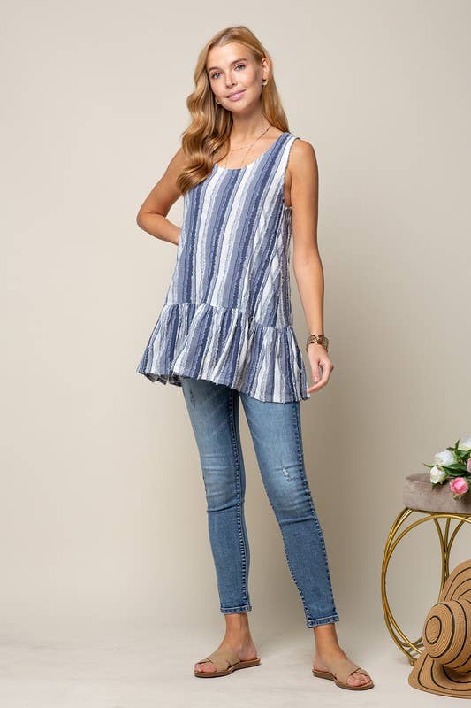 Denim Frayed Knit Tunic Top - 13669T for wholesale on Faire1