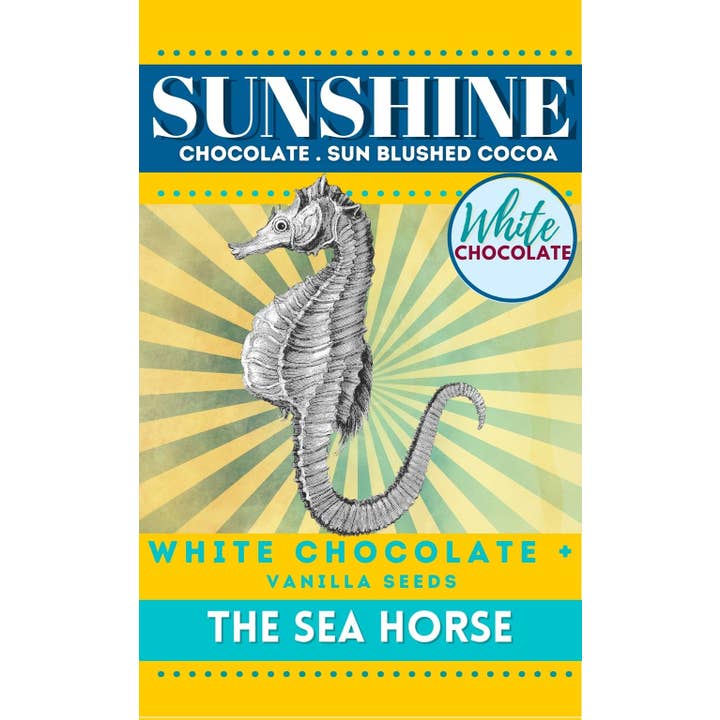 Sunshine Chocolate The Seahorse - white melt bar for wholesale by Dorset Chocolate