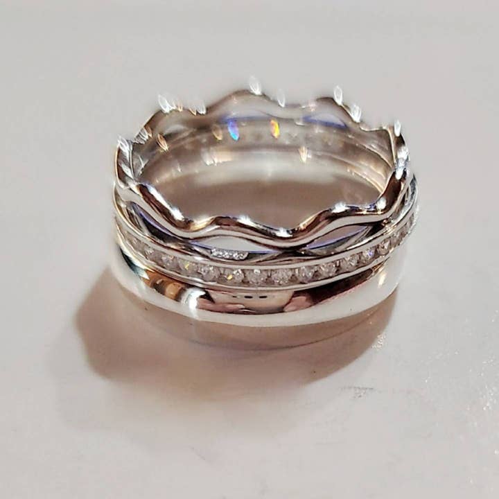 CALIFORNIA TOE RINGS - Wholesale Band/Stacked Ring - Toe Ring, Toe Rings , Sterling Silver Toe Rings, Stacked Toe Rings, Clear Crystal Eternity Band, Plain Wedding Band, Pinky Ring, Size 43