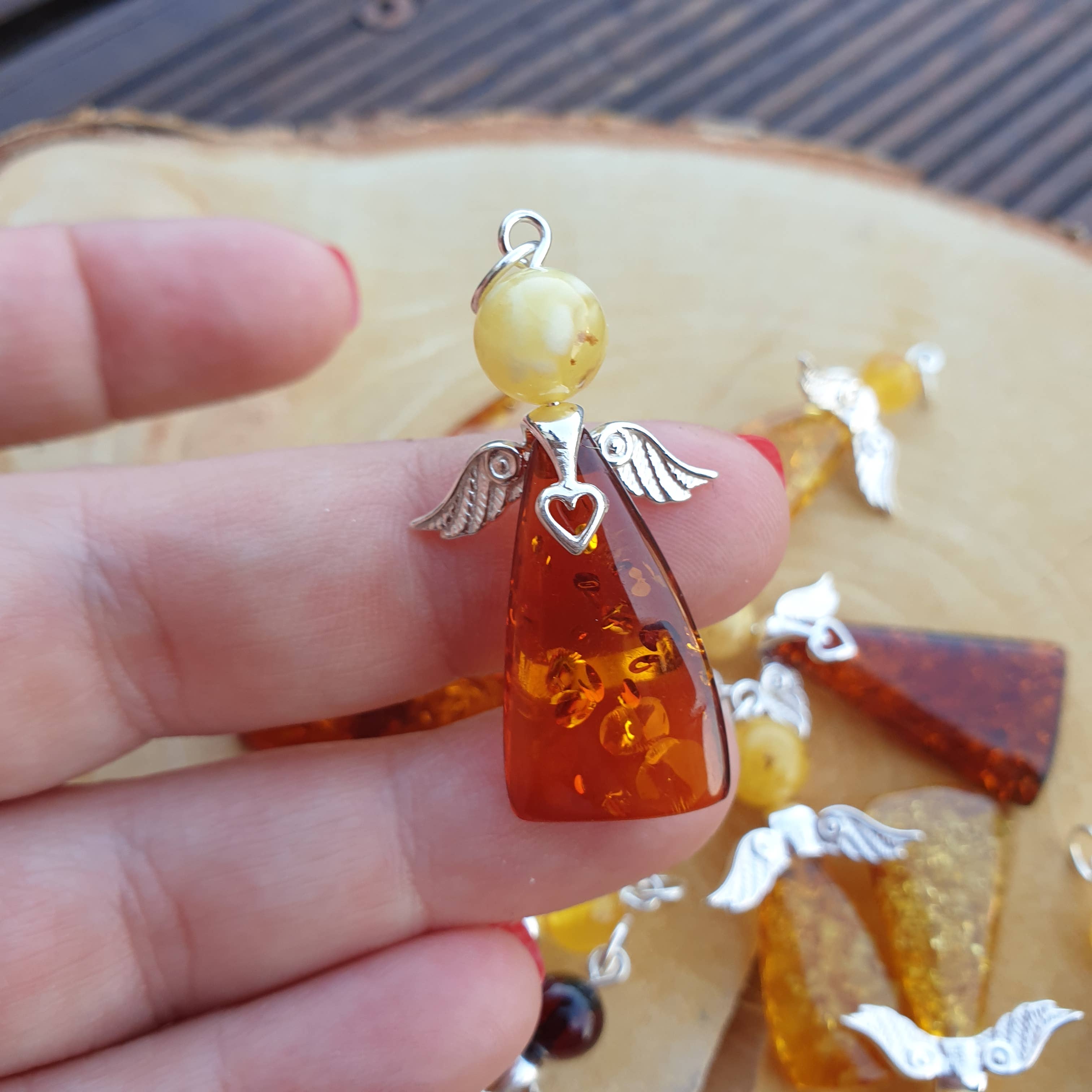 AmberLithuania - Wholesale Pendant/Charm Necklace - Angel necklace Gemstone Angel pendant Baltic Amber handmade2