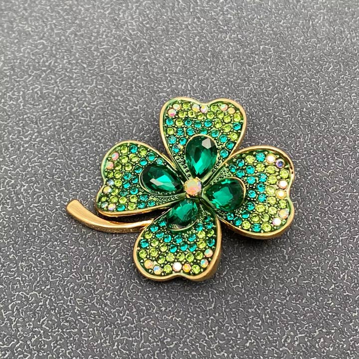 Mio Queena - Wholesale Brooch - Rhinestone Four-leaf Clover Brooch1