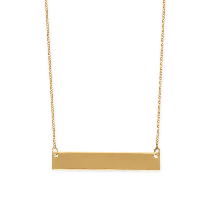 16" + 2" 14 Karat Gold Plated Engravable Bar Necklace for wholesale by Silver Stars Collection
