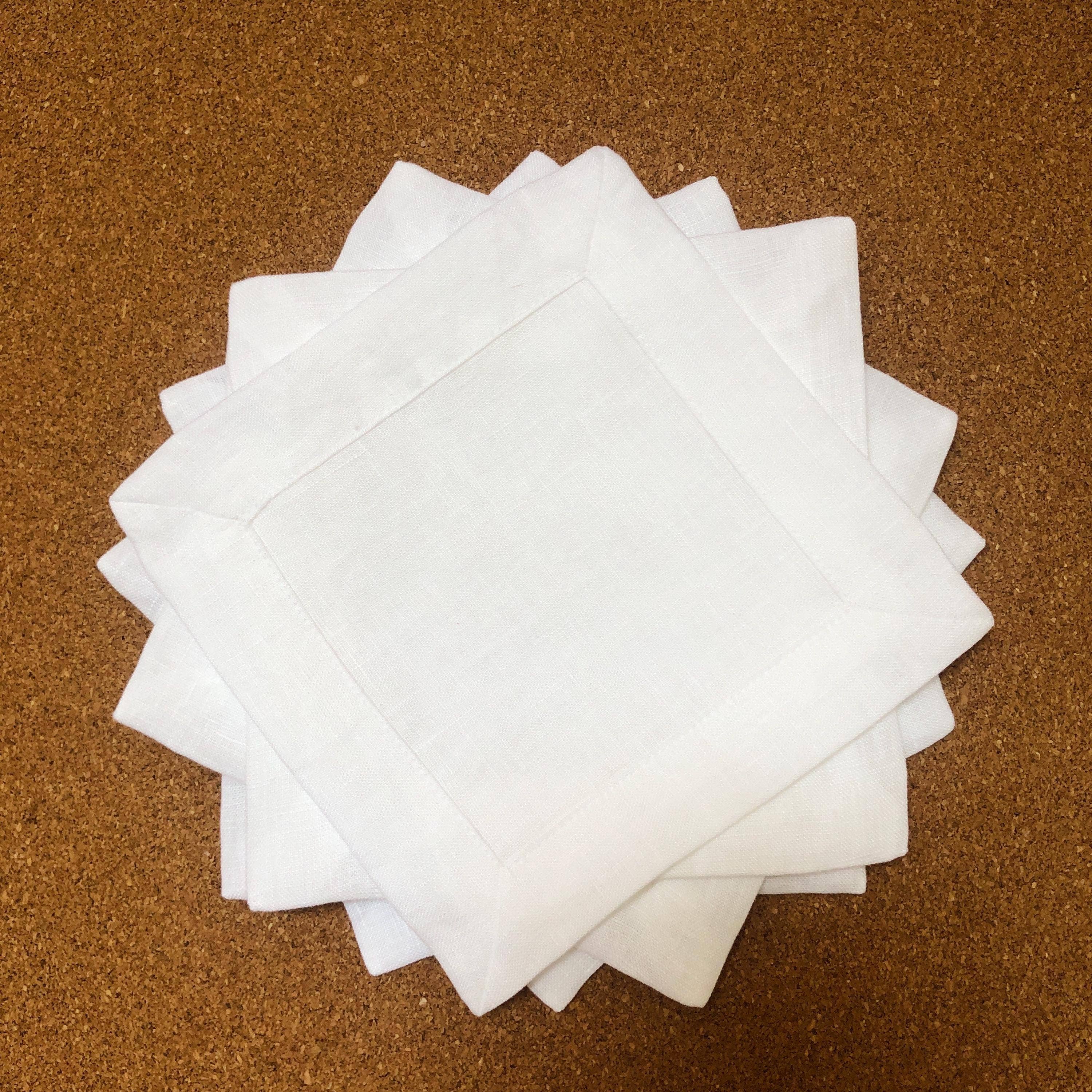 Belle Linen - Wholesale Dinner & Cloth Napkin - 100% Premium Classic White Linen Cocktail Napkins2