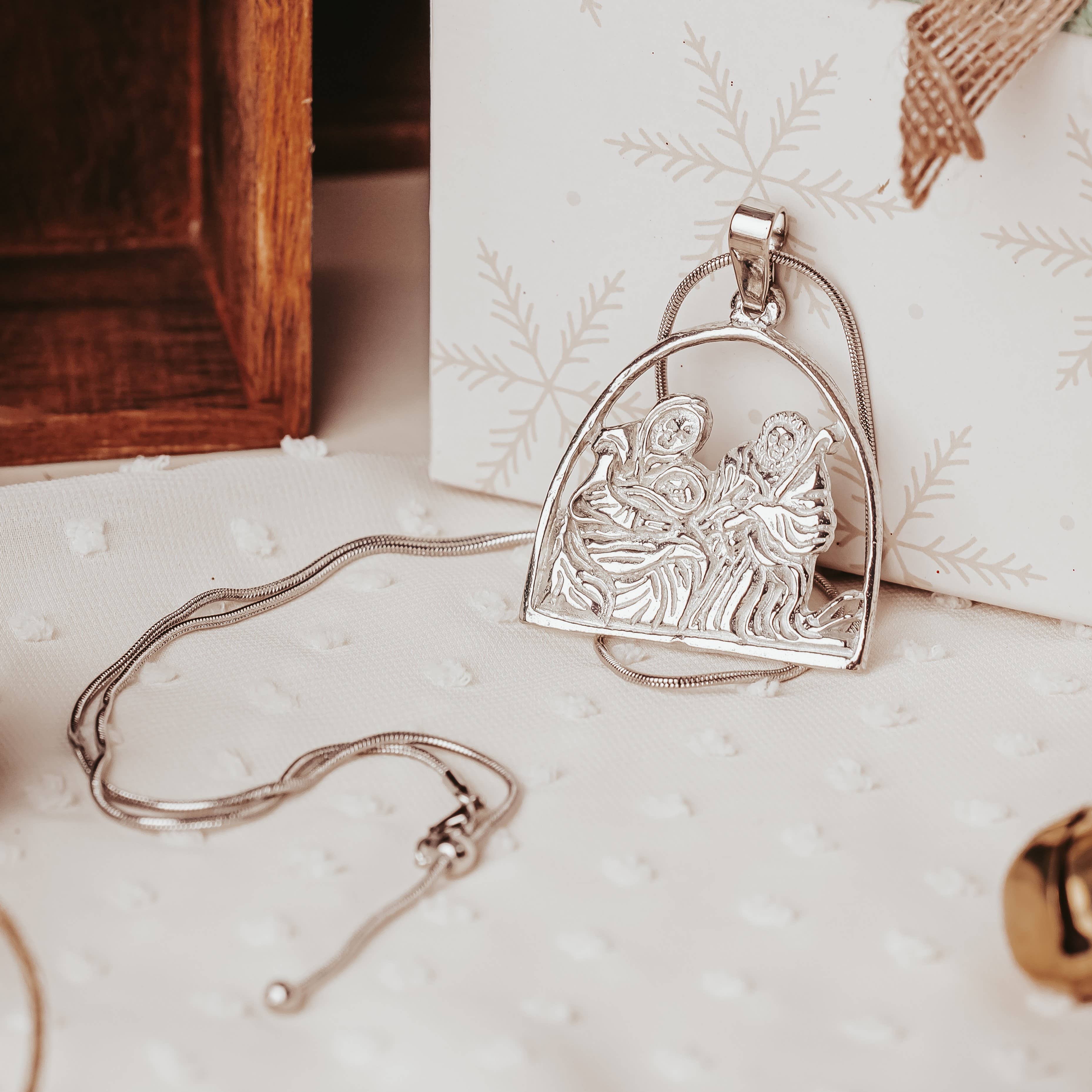 House of Morgan Pewter - Wholesale Pendant/Charm Necklace - Handmade Nativity Pendant Necklaces - Manger Jewelry5