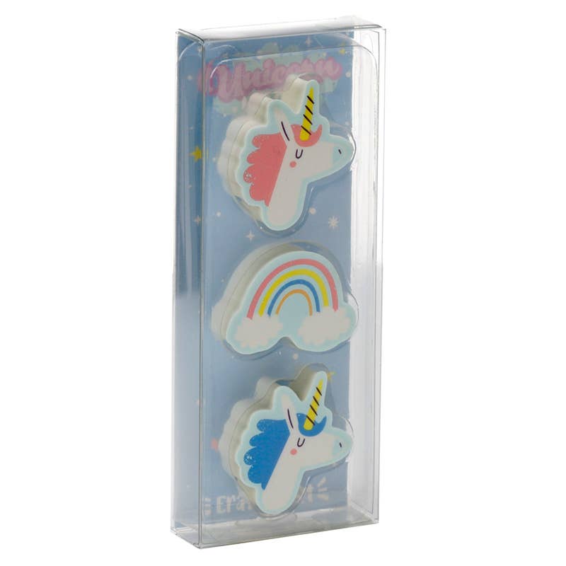 Puckator Ltd – wholesale Eraser – Child – Unicorn Magic 3 Piece Eraser Set1