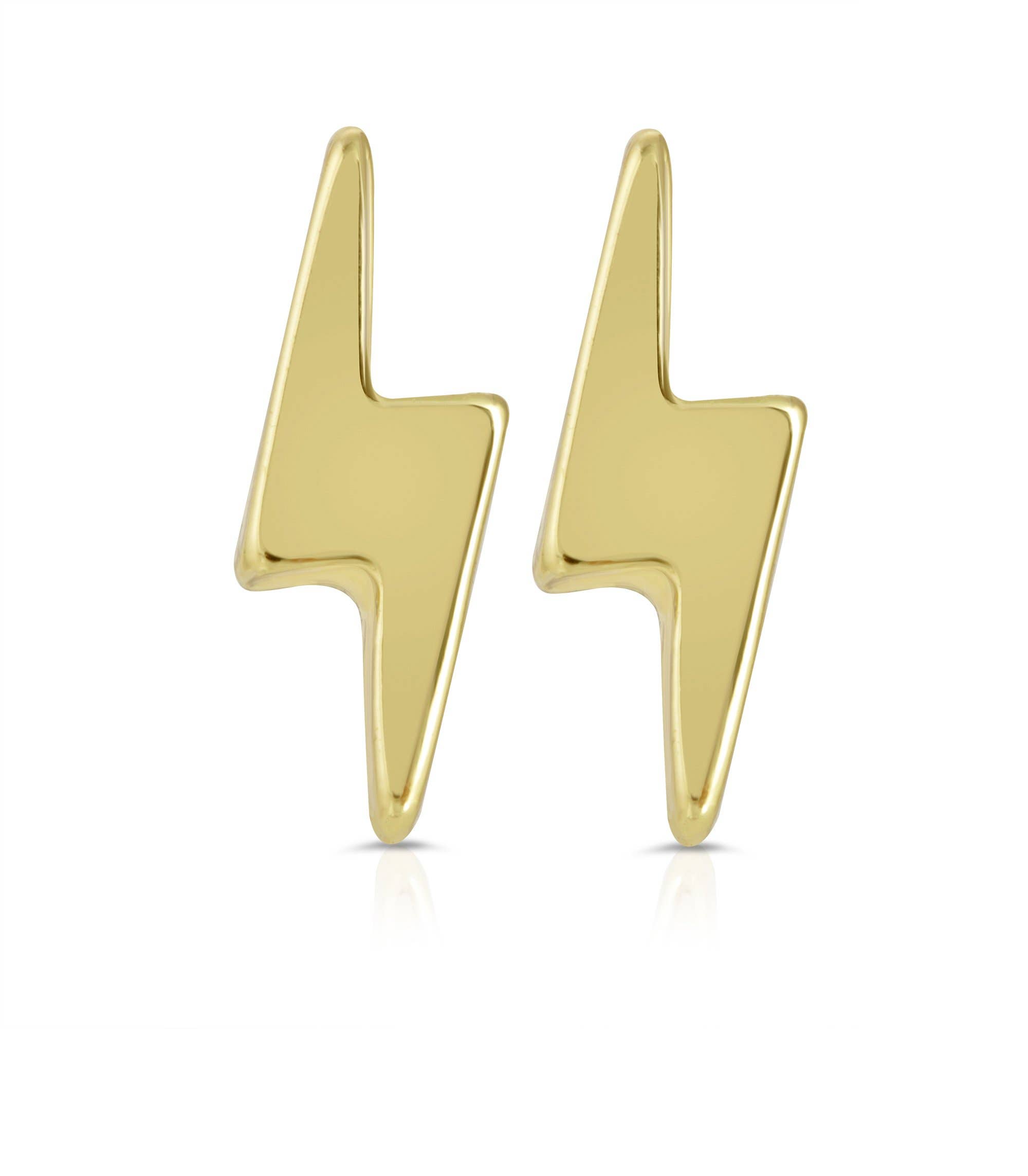 Lucky Feather – wholesale Stud/post earrings – New Moon Gold Earrings - ELECTRIC/BOLT1