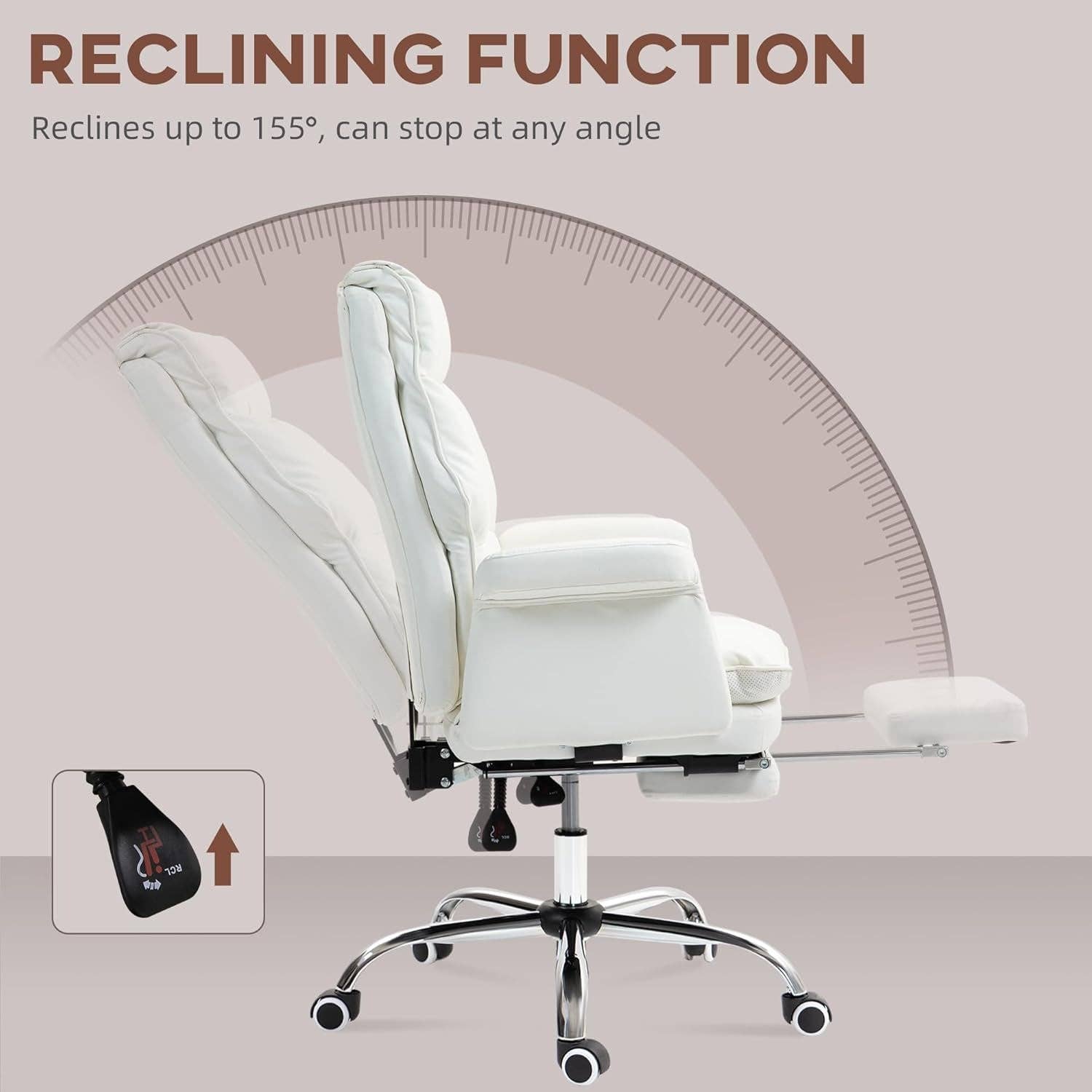 Executive Office Chair White With Footrest Ergonomic Design for wholesale on Faire5