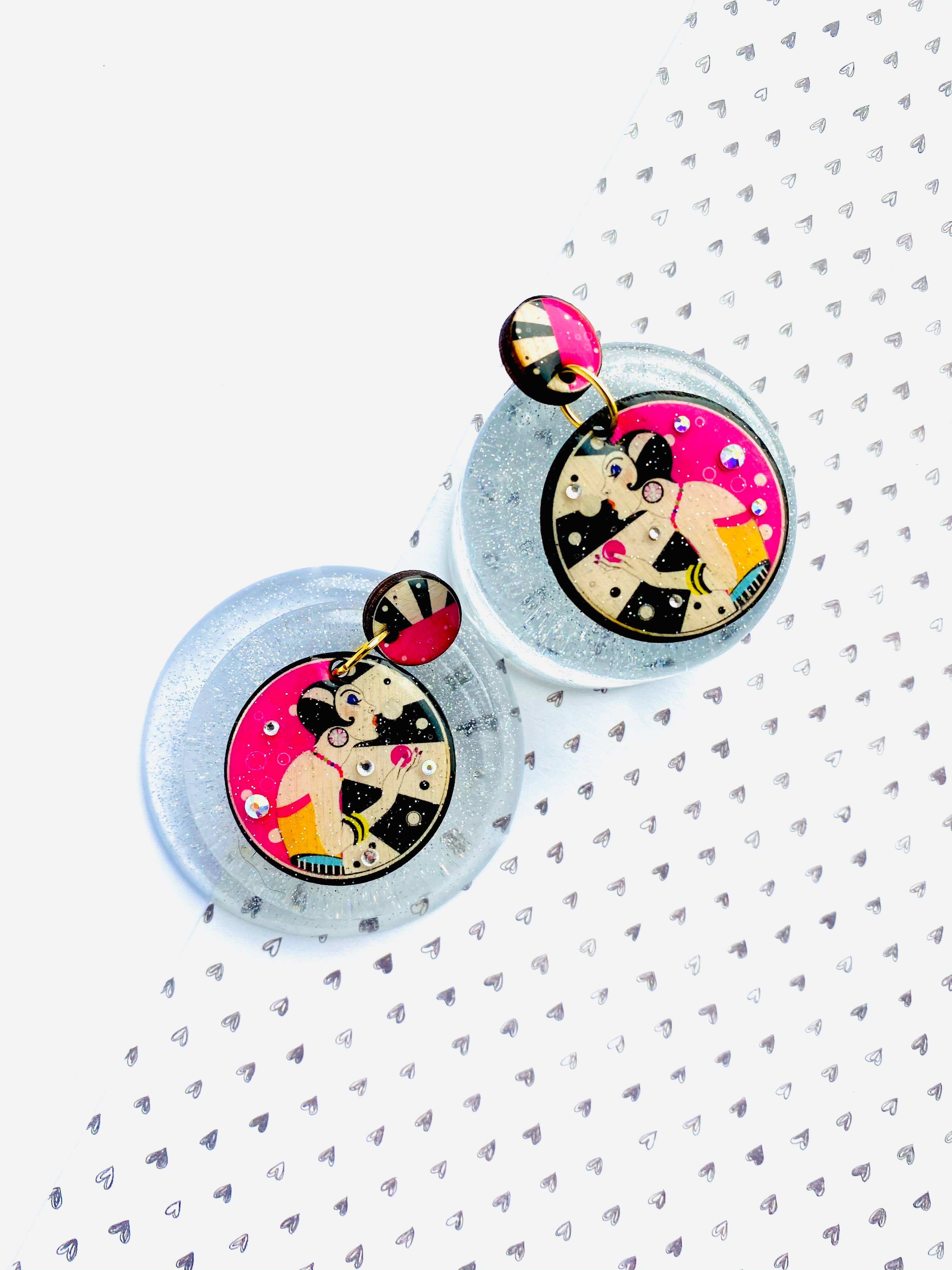 Rosie Rose Parker – wholesale Dangle earrings – retro statement earrings arty earrings colourful earrings7