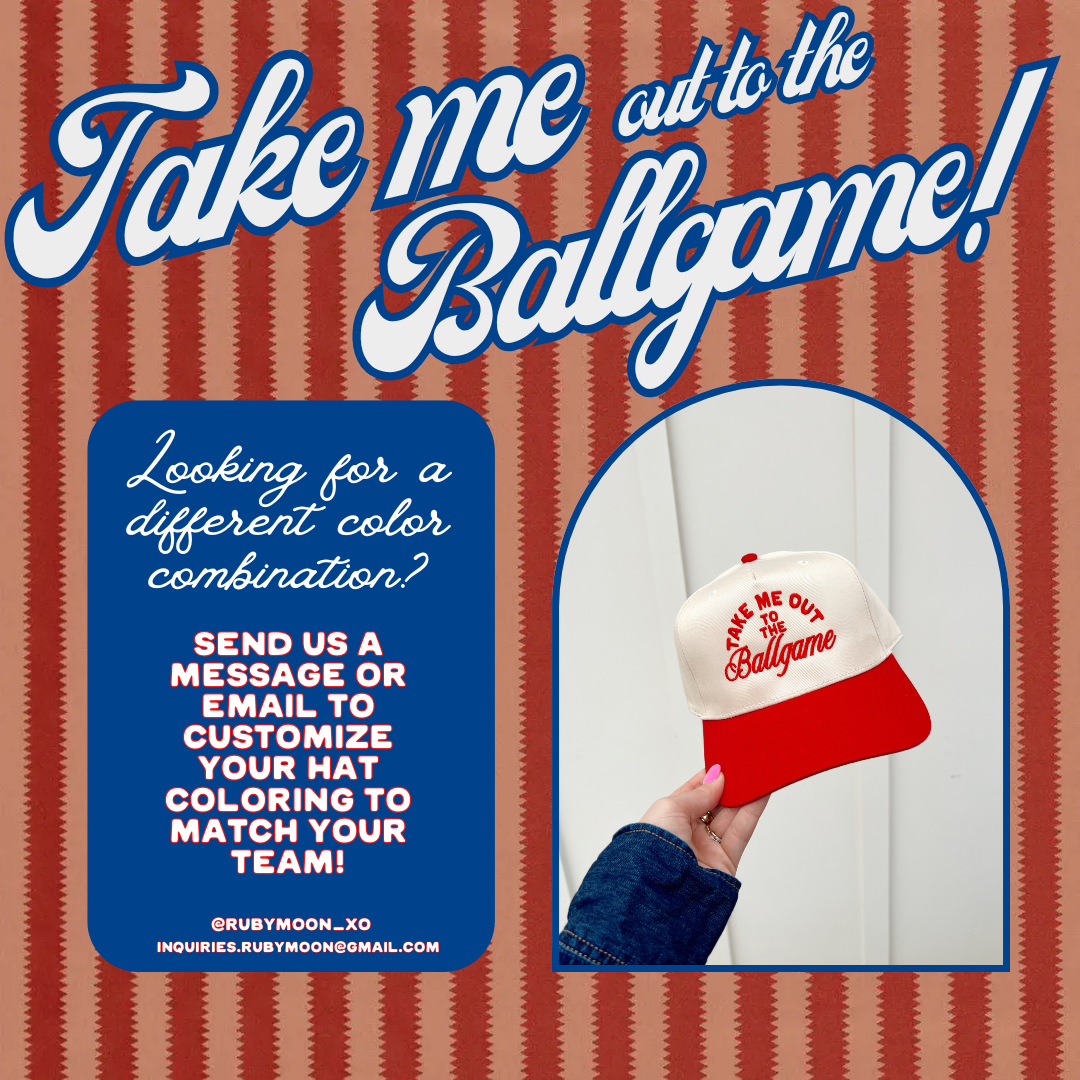 Red Natural Hat Take Me Out To The Ballgame-Baseball Hats for wholesale on Faire1