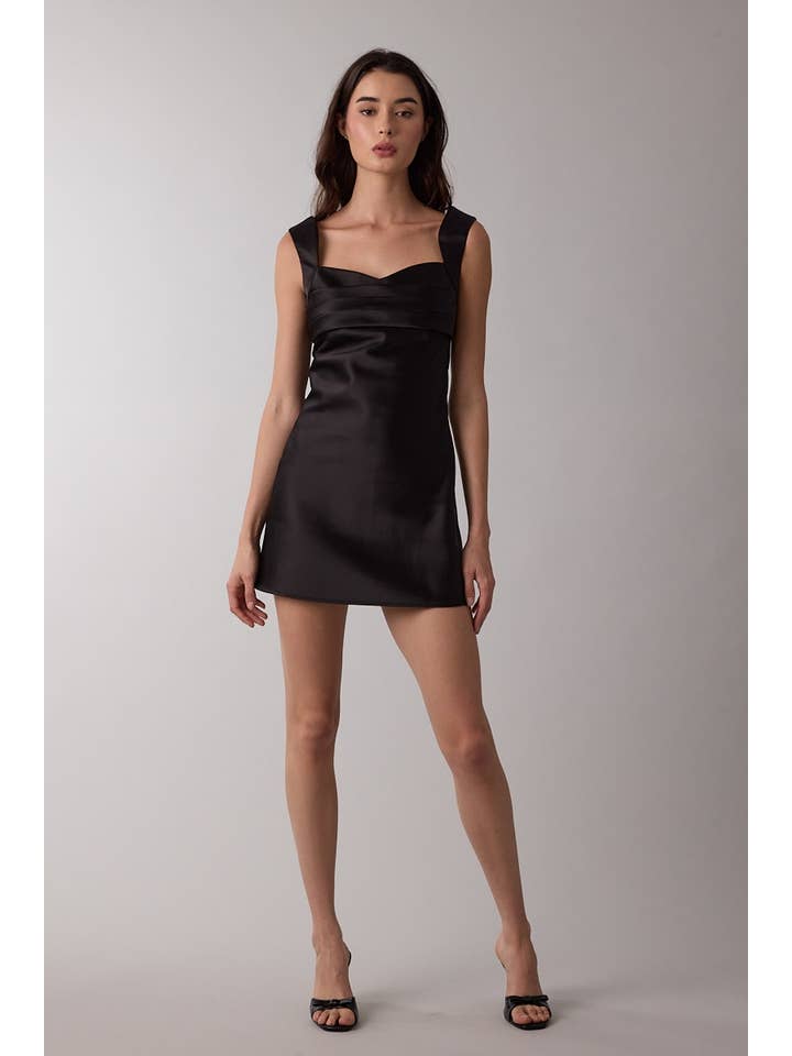 Sky to Moon - Wholesale Dress - Women's - SATIN FOLD DETAIL SWEETHEART HOLIDAY MINI DRESS7