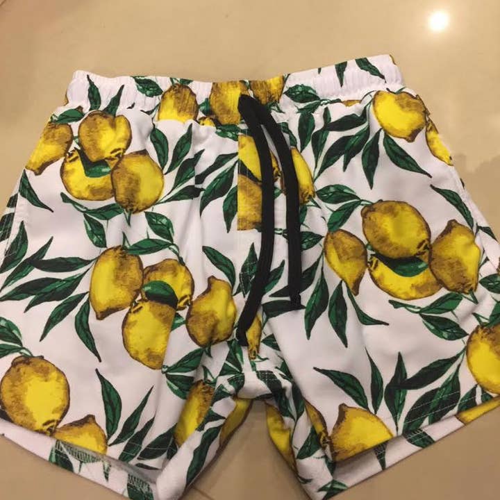 Boy's Lemons Swim Trunks for wholesale by Camaroha Sutra LLC