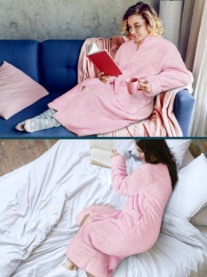 Pavilia - Wholesale Robe - Women's - Women's Sherpa Housecoat Zipper Robe37