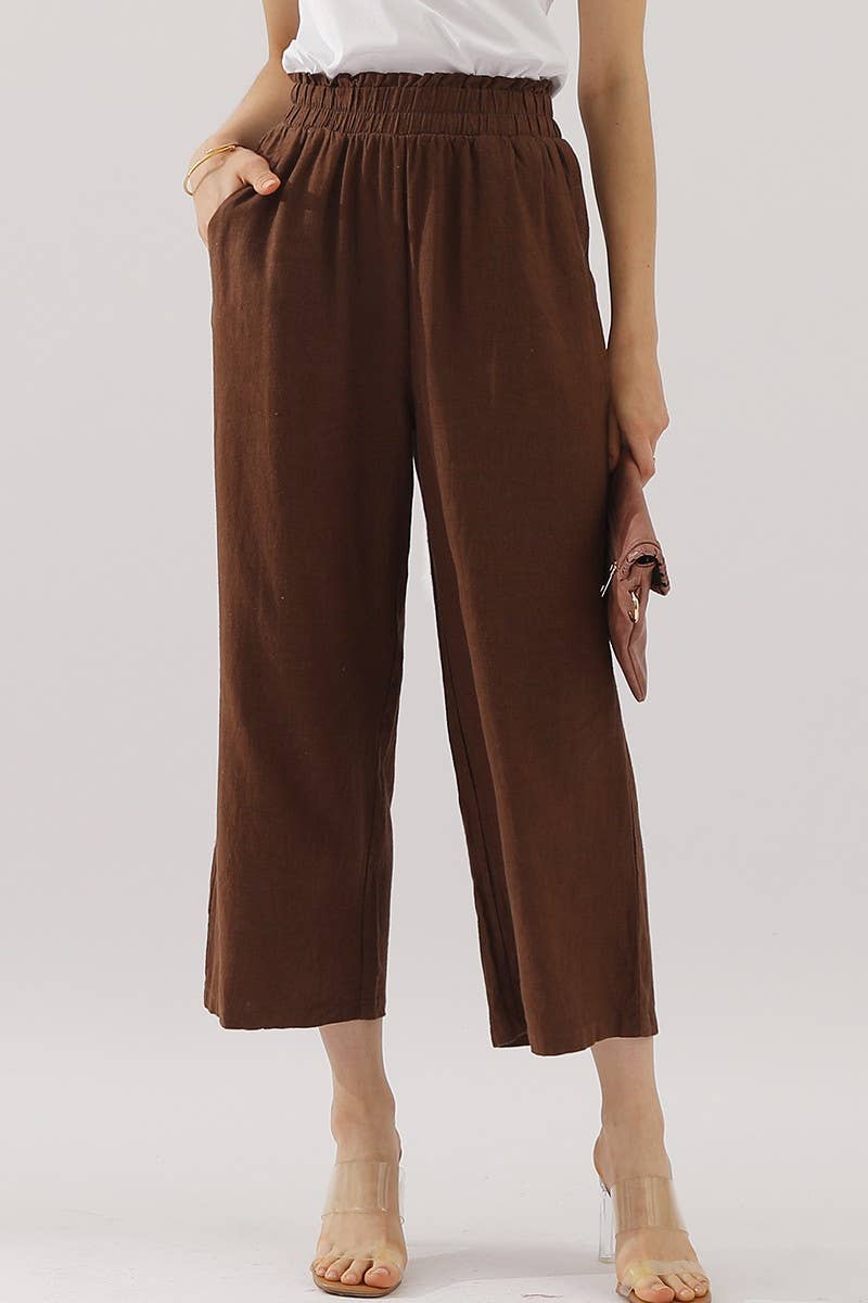 NINEXIS - Wholesale Pants - Women's - CWBLP416_EASY PULL ON LINEN CAPRIS PANTS WITH SIDE POCKET13