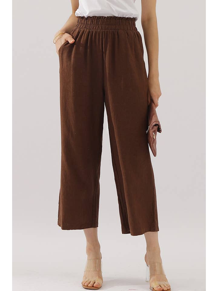 NINEXIS - Wholesale Pants - Women's - CWBLP416_EASY PULL ON LINEN CAPRIS PANTS WITH SIDE POCKET13