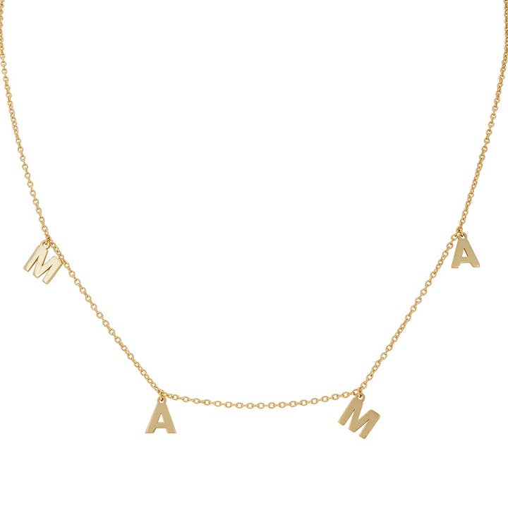 Adornia - Wholesale Pendant/Charm Necklace - Mama Dangle Letter Necklace silver gold1