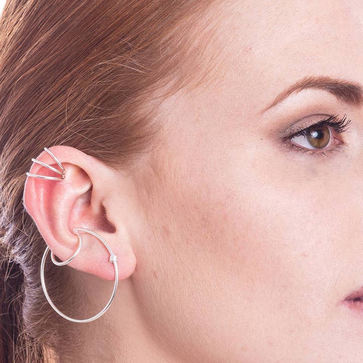 Otis Jaxon London – wholesale Cuff/wrap earrings – Triple Bar Ear Cuff Sterling Silver Earring
