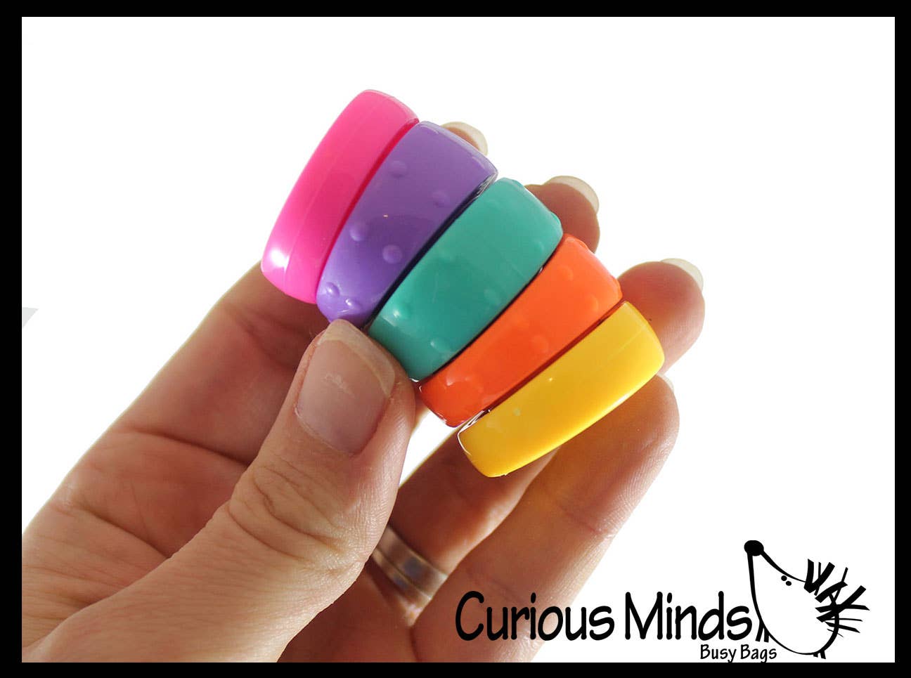Curious Minds Toys - Wholesale Fidgetspeelgoed - Kinderen - 1 Spinnende Regenboog Schijventoren Roterende Ringen Fidget Speelgoed - Zo1