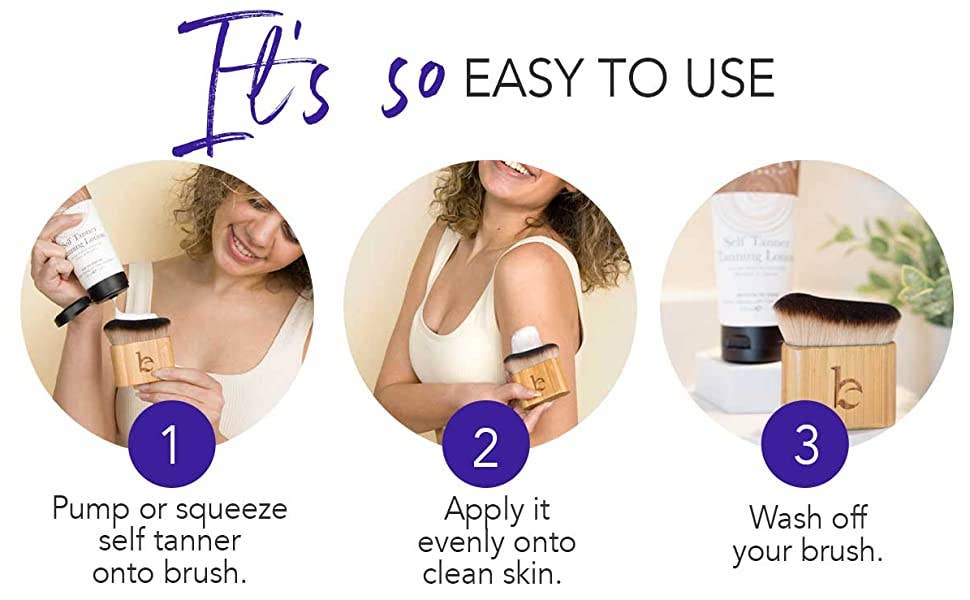 Beauty By Earth - Vente Pinceau de maquillage joue/visage - Pinceau à estomper pour le corps Kabuki à application autobronzante8