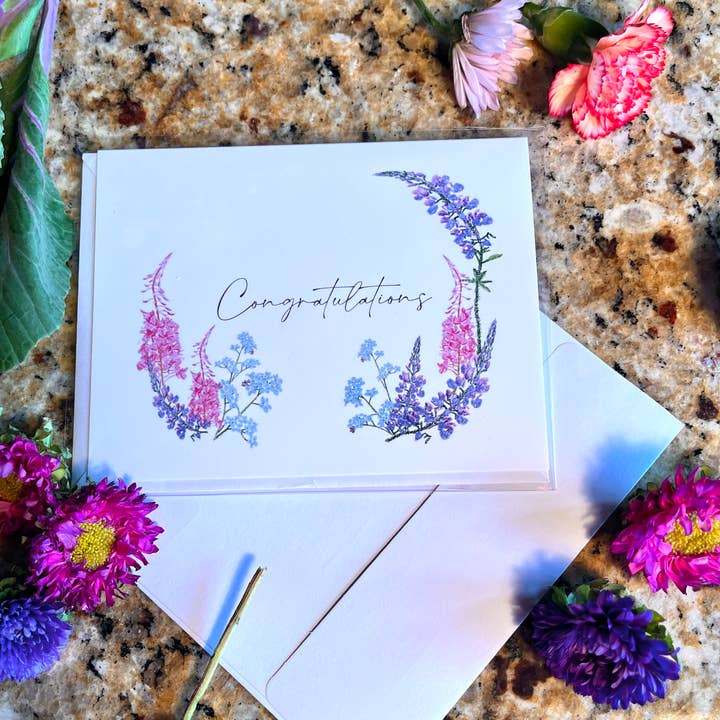 Wildflower Congratulations Greeting Card for wholesale by Sea Spray AK