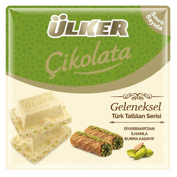 Aladdin - Wholesale Chocolate Bar - Ulker | White Square Chocolate with Pistachio and Kadayif