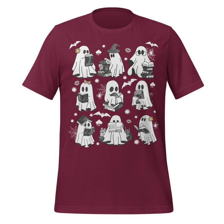T-shirt Fantômes Mignons Effrayants Lisant des Livres pour la vente par MagicMerchEmporium