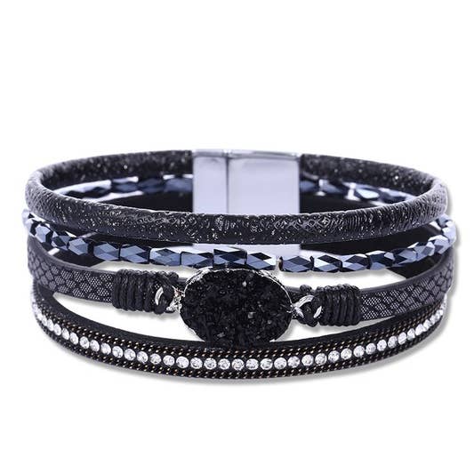 Ole – wholesale Bangle bracelet – Druzy Leather Magnetic Bracelets B3588