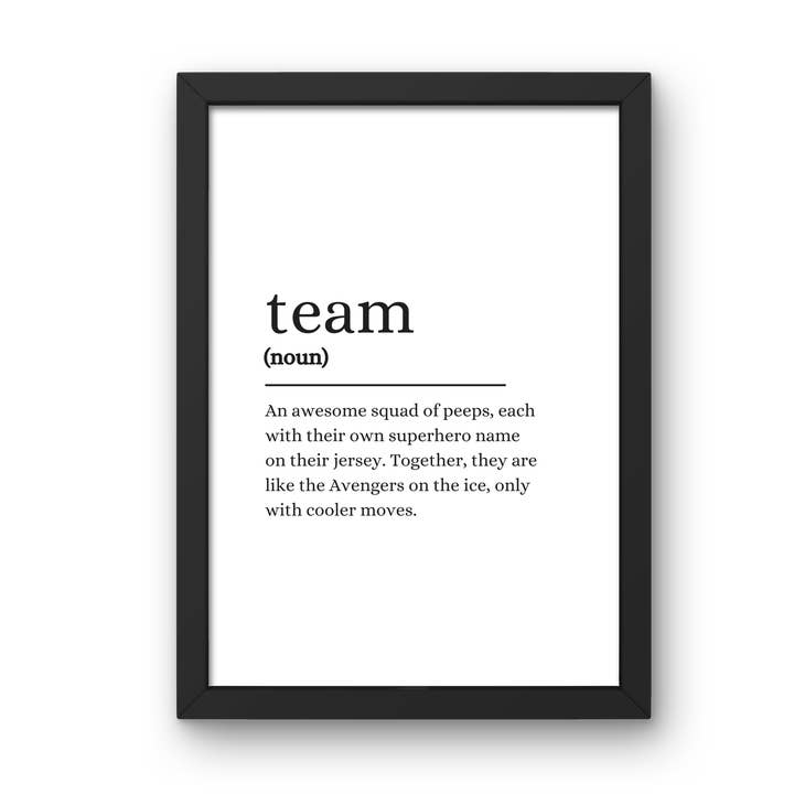 Ice Hockey "Team" Typography, Dictionary Definition Print A4 for wholesale by Lunabuloona
