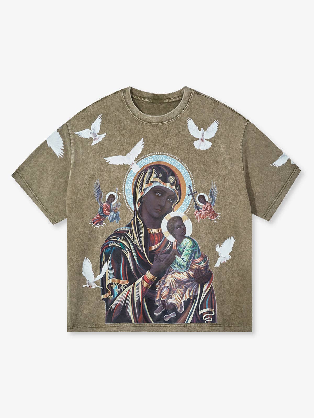 NOISSEY – Engroshandel T-shirt med print - Unisex – HINDRINGER OG FARER© Sort Madonna og Børnefarve Four-farve10